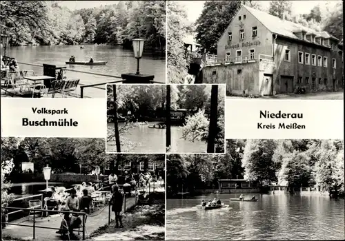 Ak Niederau Sachsen, Volkspark Buschmühle, Ruderboote, Terrasse