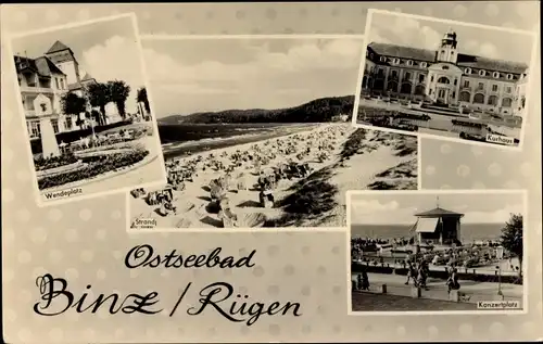 Ak Seebad Binz auf Rügen, Wendeplatz, Kurhaus, Konzertplatz, Strand