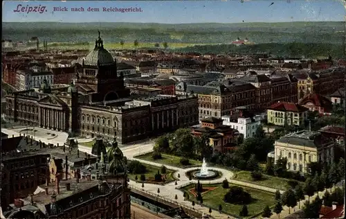 Ak Leipzig in Sachsen, Blick nach dem Reichsgericht, Parkanlage