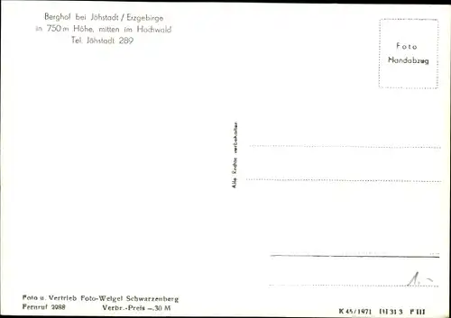 Ak Jöhstadt im Erzgebirge Sachsen, Berghof