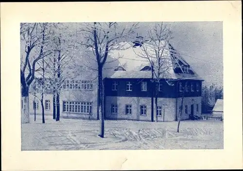Ak Jöhstadt im Erzgebirge Sachsen, Schullandheim des Staatsrealgymnasiums Annaberg, Winter