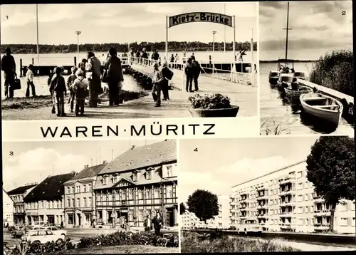 Ak Waren an der Müritz, Kietzbrücke, Marktplatz, Neubauten, An der Müritz