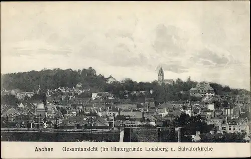 Ak Aachen, Gesamtansicht, Im Hintergrund Lousberg und Salvatorkirche