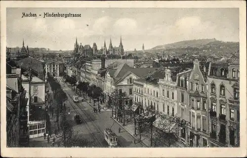 Ak Aachen in Nordrhein Westfalen, Hindenburgstraße, Straßenbahn