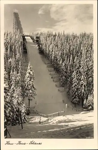 Ak Johanngeorgenstadt im Erzgebirge, Wintersportplatz, Hans-Heinz-Schanze, Schnee