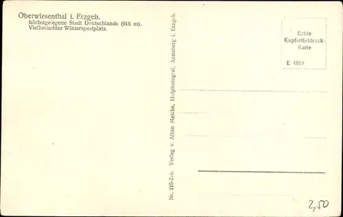 Ak Oberwiesenthal im Erzgebirge, Panorama, Winter