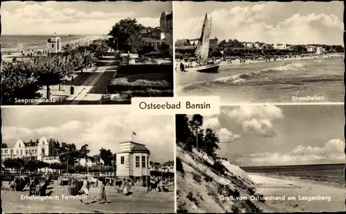 Ak Ostseebad Bansin Heringsdorf auf Usedom, Seepromenade, Strandleben, Erholungsheim Fortschritt