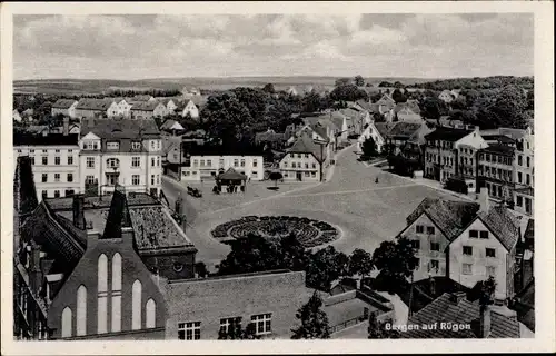 Ak Bergen auf der Insel Rügen, Teilansicht, Platz