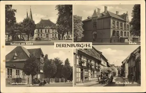 Ak Derenburg Blankenburg am Harz, Rathaus mit Kirche, Schule, Lehrkombinat