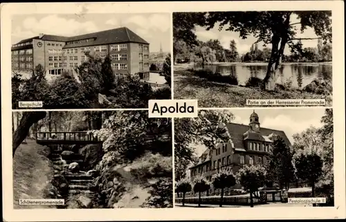 Ak Apolda, Bergschule, Herressener Promenade, Schötenerpromenade, Pestalozzischule II