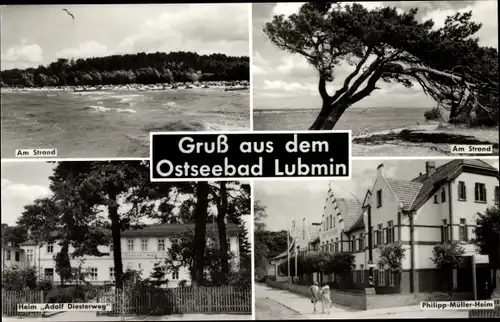 Ak Ostseebad Lubmin Vorpommern, Am Strand, Heim Adolf Diesterweg, Philipp-Müller-Heim