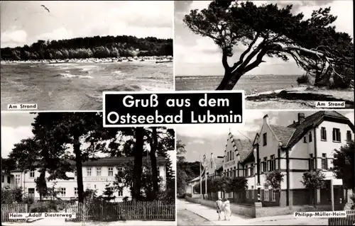 Ak Ostseebad Lubmin Vorpommern, Am Strand, Heim Adolf Diesterweg, Philipp-Müller-Heim