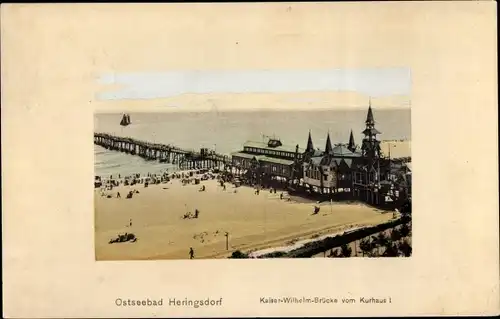 Ak Ostseebad Heringsdorf auf Usedom, Kaiser-Wilhelm-Brücke vom Kurhaus 1