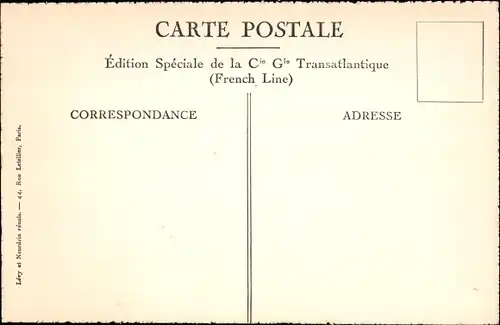 Ak Paquebot Lafayette, Compagnie Générale Transatlantique, CGT French Line