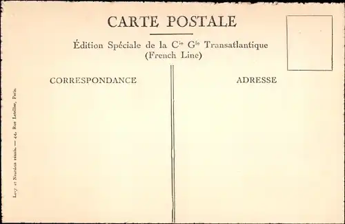 Ak Paquebot Lafayette, CGT French Line, Salon des 2mes classes