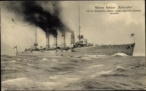 Ak Deutsches Kriegsschiff, SMS Karlsruhe, Kleiner Kreuzer, Kaiserliche Marine