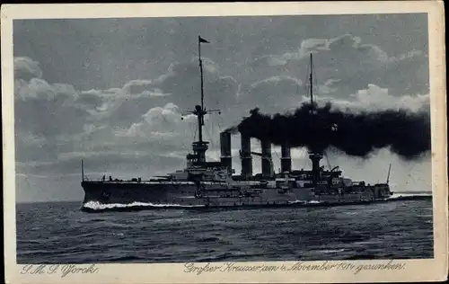 Ak Deutsches Kriegsschiff, SMS Yorck, Großer Kreuzer, Kaiserliche Marine