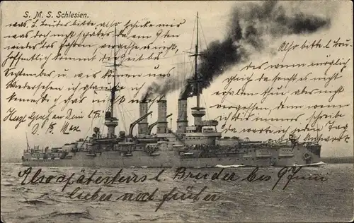 Ak Deutsches Kriegsschiff, SMS Schlesien, Kaiserliche Marine
