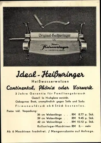 Ak Original-Heißwringer, Heißwasserwalzen, Werbung