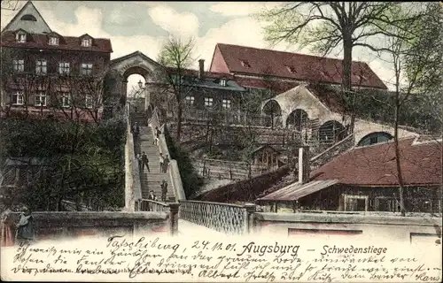 Ak Augsburg in Schwaben, Schwedenstiege