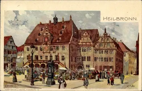Künstler Litho Mutter, K., Heilbronn in Baden Württemberg, Rathaus