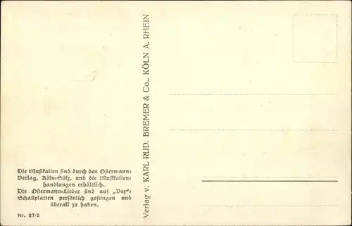 Ak Köln am Rhein, Kölsche Mädcher künne bütze!, Liedkarte, Willi Ostermann