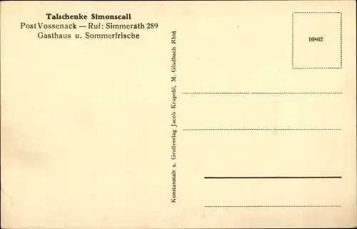 Ak Simonskall Hürtgenwald in der Eifel, Gasthof Talschenke