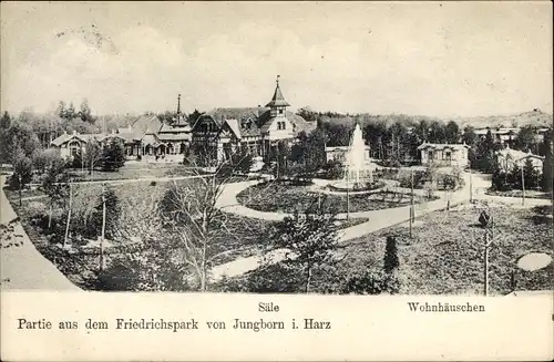 Ak Bad Harzburg am Harz, Jungborn, Partie aus dem Friedrichspark, Säle, Wohnhäuschen