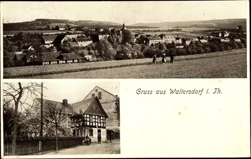 Ak Waltersdorf Teichwolframsdorf in Thüringen, Panorama, Gasthaus