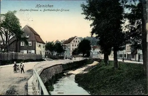 Ak Hainichen in Sachsen, Hospitalstraße, Berthelsdorfer Straße