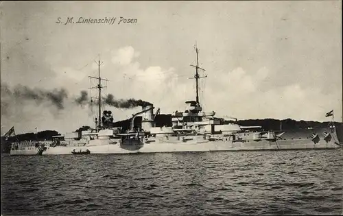 Ak Deutsches Kriegsschiff, SMS Posen, Linienschiff