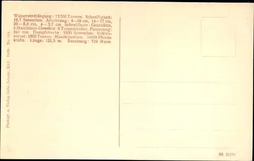 Ak Deutsches Kriegsschiff, SMS Hannover, Linienschiff