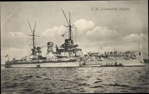 Ak Deutsches Kriegsschiff, SMS Nassau, Linienschiff