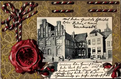 Passepartout Ak Rendsburg in Schleswig Holstein, Rathaus, Siegel
