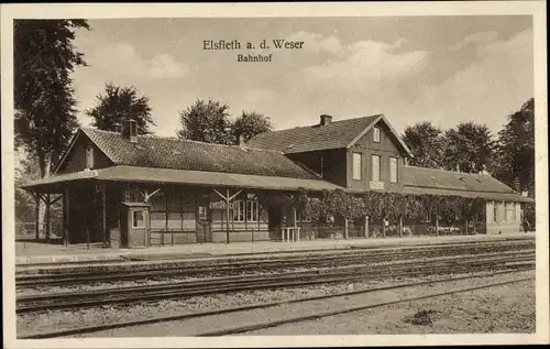 Ak Elsfleth an der Unterweser, Bahnhof Gleisseite