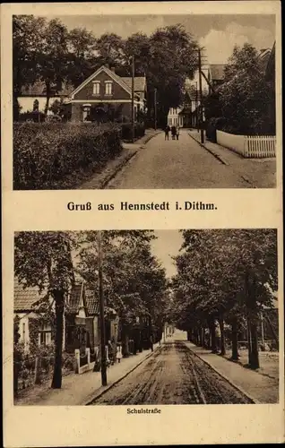Ak Hennstedt in Dithmarschen, Schulstraße, Ortsparte