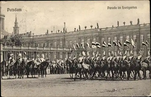 Ak Potsdam in Brandenburg, Parade im Lustgarten, Kaiser Wilhelm II. in Ulanenuniform