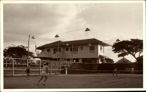 Foto Ak Bangkok Thailand, KLM Resthouse Plaswijck, Tennisplatz