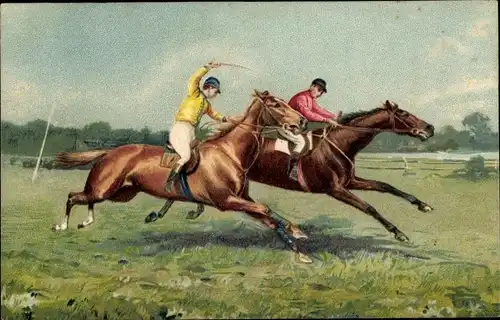 Litho Rennplatz, Jockeys, Pferderennen