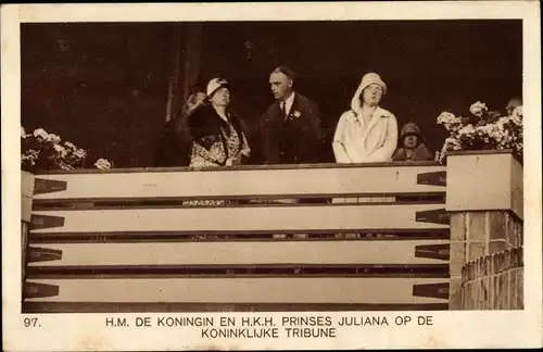 Ak Olympische Spiele 1928, Juliana der Niederlande, Königin Wilhelmina der Niederlande