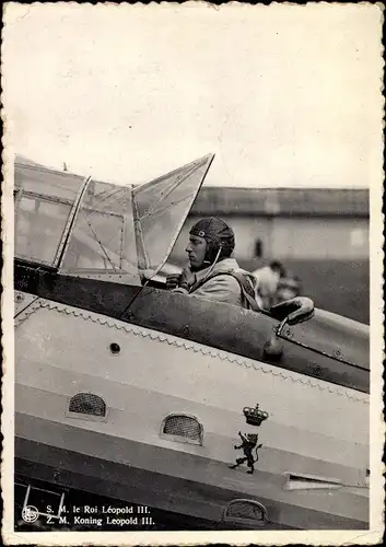 Ak Le Roi Léopold III, Propagande aéronautique, König Leopold III. im Flugzeug