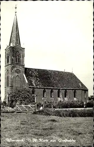 Ak Wieuwerd Friesland Niederlande, N.H. Kerk met Grafkelder