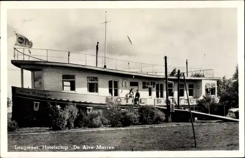 Ak Langweer Friesland Niederlande, Hotelschip De Alve Marren