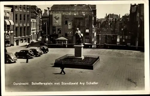 Ak Dordrecht Südholland Niederlande, Scheffersplein met Standbeeld Ary Scheffer