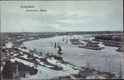 Ak Rotterdam Südholland Niederlande, Panorama Maas