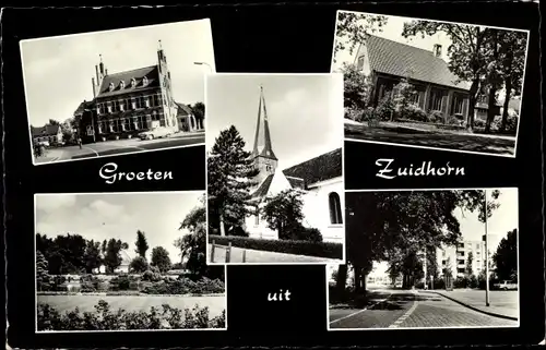 Ak Zuidhorn Groningen Niederlande, Gebäude, Kirche, Straße