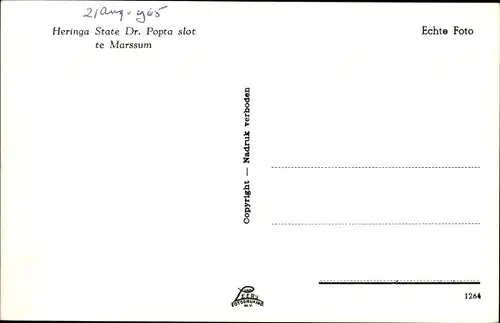 Ak Marssum Marsum Friesland Niederlande, Heringa State Dr. Popta slot