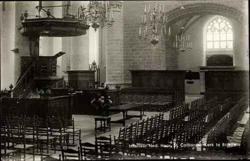 Ak Brielle Südholland, Interieur Ned. Herv. Catharyne Kerk