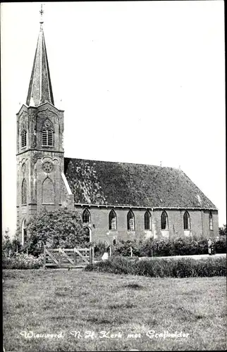 Ak Wieuwerd Friesland Niederlande, N. H. Kerk met Grafbelder