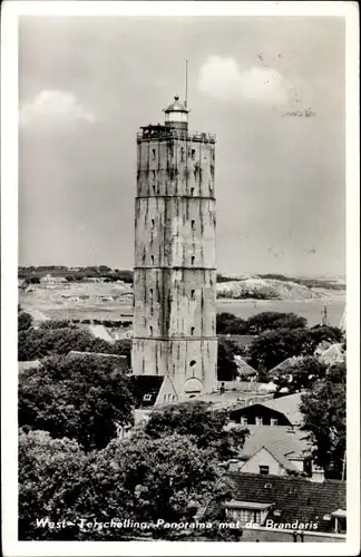 Ak West Terschelling Friesland Niederlande, Panorama met de Brandaris